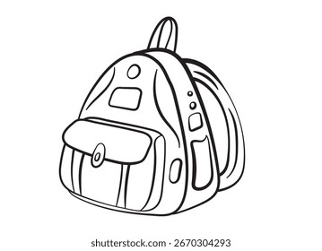 ícone de vetor no fundo branco isolado. ícone de tinta, contorno de pincel. escola, compacto, adolescente, mochila feminina. voltar para a escola