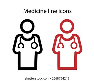 Icono del vector en un tema médico, doctor hombre