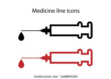 Vector icon on a medical theme, injection syringe