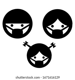 Icono vector sobre un tema médico, personas enmascaradas