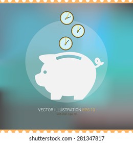 Vector icon on soft abstract background "piggy"