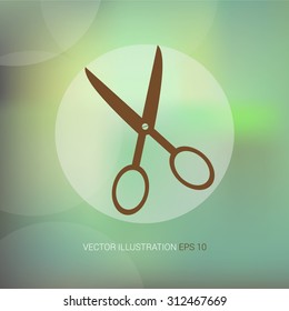 Vector icon on soft abstract background with circle "scissors"