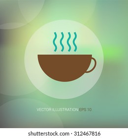 Vector icon on soft abstract background with circle "cup"