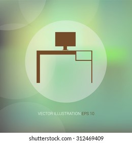 Vector icon on soft abstract background with circle "desk"