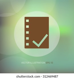 Vector icon on soft abstract background with circle "check mark"