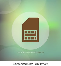 Vector icon on soft abstract background with circle "chip"