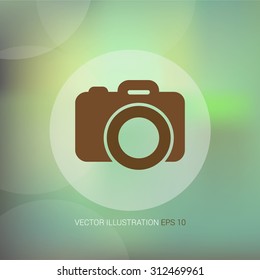 Vector icon on soft abstract background with circle "camera"