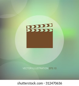 Vector icon on soft abstract background with circle "clapbard"