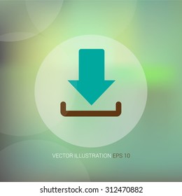 Vector icon on soft abstract background with circle "download"