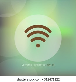 Vector icon on soft abstract background with circle "wi fi"