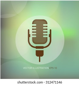 Vector icon on soft abstract background with circle "microphone"