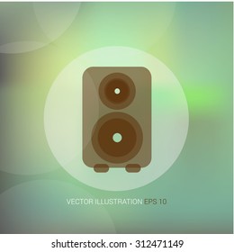 Vector icon on soft abstract background with circle "speaker"