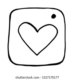 Vector icon on the theme of social networks. Drawn by hands with a liner, located on a white background. For design on topics: internet, mobile, communication, social networks, information technology