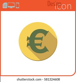 Vector icon on white background. Designer trend. Euro currency icon, . For use on the Web site or app.
