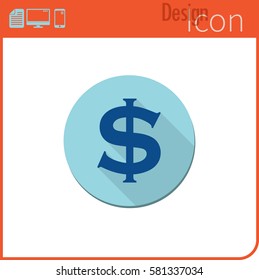 Vector icon on white background. Designer trend. Dollar currency Icon, money. Currency exchange. For use on the Web site or application.