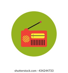 Vector icon on the white backgrounds in circles retro radio