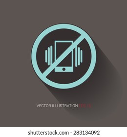 Vector icon on a wooden abstract background "no phone"