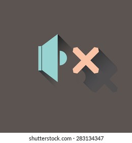 Vector icon on a wooden abstract background "no sound"