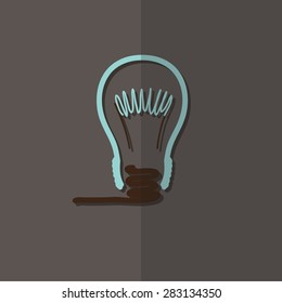Vector icon on a wooden abstract background "bulb"