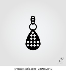 Vector icon of one earring with gemstones