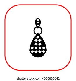 Vector icon of one earring with gemstones