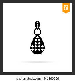 Vector icon of one earring with gemstones