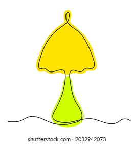 Icono del vector. Una lámpara de oficina incandescente de línea. Aislado en blanco. Para imprimir, fondo de pantalla, tienda, logotipo, aplicación, infografía, sitio web. Dibujo continuo de una línea.