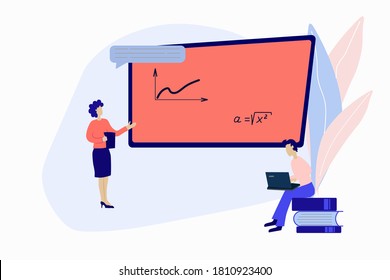 Vector icon of the online class of a professional personal teacher. Webinar, Digital class, online metaphor training.isolated illustration of the concept of metaphor