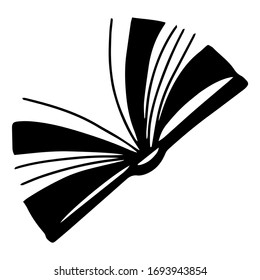 Vector icon of open book. Handdrawn black outline isolated on white background.  Doodle style.
