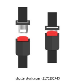 Vector icon open and closed safety belt on white isolated background. Layers grouped for easy editing illustration. For your design.