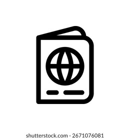 Ícone vetorial do passaporte aberto para identidade e viagem, adequado para projetos de imigração, aventura e viagens globais