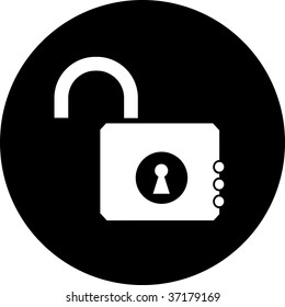vector icon of opened lock. All layers are grouped.