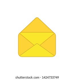 Vector icon of opened mail envelope. Colored outlines.