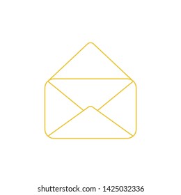 Vector icon of opened mail envelope. White background and colored outlines.