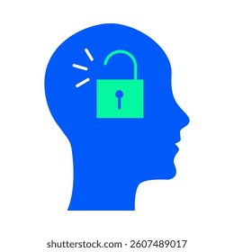 Vector icon for Open-Minded Personality. Human head with an open door, symbolizing acceptance, curiosity, and the willingness to embrace new ideas.