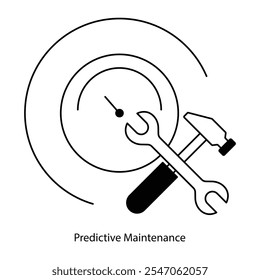 Icono de Vector para mantenimiento operativo. Llave inglesa y gráfico que ilustra estrategias predictivas.