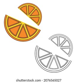 vector icon of orange. orange fruit in flat illustration.Mandarin fruit