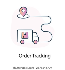 Vector icon for order tracking in online shopping. Represents real-time delivery updates and shipment tracking.