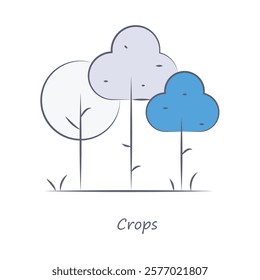  Vector icon of organic crops. Minimal illustration of wheat representing the start of the organic farming cycle with editable stroke.
