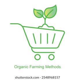 Icono de Vector para métodos de agricultura orgánica con Elementos de hoja y Naturaleza. Se centró en la agricultura libre de pesticidas con prácticas agrícolas naturales y basadas en plantas.