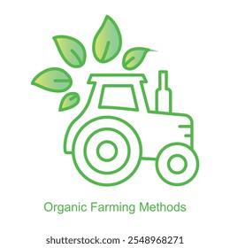 Vector icon for Organic Farming Methods with Leaf and Nature Elements. Focused on pesticide-free farming with plant-based and natural agriculture practices.