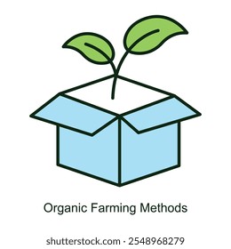 Vector icon for Organic Farming Methods with Plant and Soil Symbols. Depicts eco-friendly farming techniques with plants growing in healthy soil, emphasizing sustainability.