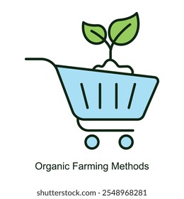 Vector icon for Organic Farming Methods with Plant and Soil Symbols. Depicts eco-friendly farming techniques with plants growing in healthy soil, emphasizing sustainability.