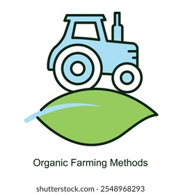 Vector icon for Organic Farming Methods with Plant and Soil Symbols. Depicts eco-friendly farming techniques with plants growing in healthy soil, emphasizing sustainability.