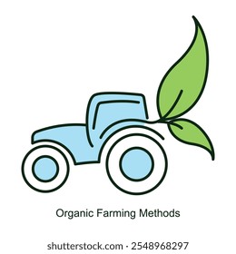 Vector icon for Organic Farming Methods with Plant and Soil Symbols. Depicts eco-friendly farming techniques with plants growing in healthy soil, emphasizing sustainability.