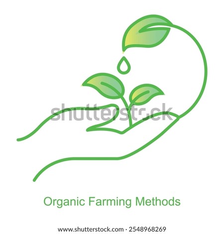 Vector icon for Organic Farming Methods with Leaf and Nature Elements. Focused on pesticide-free farming with plant-based and natural agriculture practices.