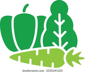 Vector icon of organic food. Green fruits and vegetables representing organic and eco-friendly food.