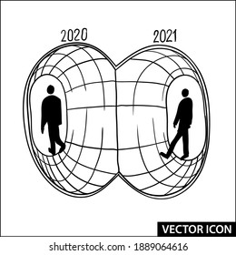 vector icon of the outgoing year and the coming year
