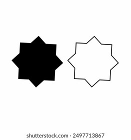 vector icon outline 8 point star. Octagram two black and white Cliparts on a white background