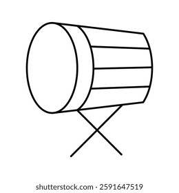 Vector icon outline of a traditional drum with drums, symbolizing the celebrations of Eid al-Fitr and Eid al-Adha. Perfect for Islamic festivals and cultural design projects.